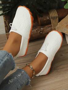 Women's Fabric Sock Sneakers Mesh Elastic Casual Shoes Lightweight Thick Sole Slip-On Running Shoes - White - View 3