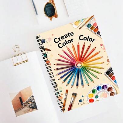 1pc A5 Lined Notebook With Artistic Pattern, Suitable For Students, Office, Home Daily Notes, Portable Notebook
