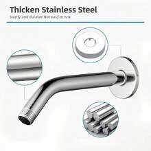 Stainless Steel Round Shower Arm For Wall-Mounted Installation, Shower Rod Pipe Holder, Bathroom Shower Head Support Elbow, American-Style Shower Bracket With Plated Handheld Shower Holder And Fixed Shower Head Mount - Bent Pipe Bracket - View 7