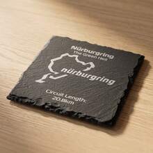 1pc 10cm*10cm Natural Stone Racing Track Coaster, 8 Track Designs, Laser Engraved Track Map Stone Drink Coaster, Heat Resistant Non-Slip Square Coaster, Racing Decoration, Racing Fan Gift, Car Enthusiast Gift, Birthday Christmas Gift - Black - View 4