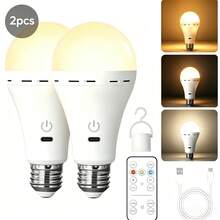 2pcs Smart Remote Control LED Bulbs, Large Capacity Battery, Long Lasting, With Remote Control, Rechargeable LED Bulbs, Detachable, Ambient Light, Table Lamp, Wall Lamp, Ice Hockey Light, Emergency Light, 3 Color Lights, USB Charging LED Bulbs With Hook - Portable High Brightness, Suitable For Bedroom, Living Room, Compatible With Remote Control, Suitable For Various Lighting Fixtures, Outdoor, Camping, Multiple Colors And White - Multiple Styles - View 2