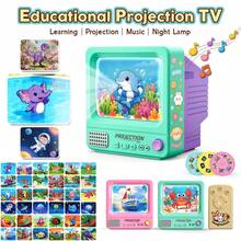 6 Cards/36 Patterns Mini Vintage Projection TV Toy, 4-In-1 Educational Projector With Music And Night Light, Cartoon Slide Story Projector With Remote Control, Toddler Learning Sensory Toy Gift - Multicolor - View 8