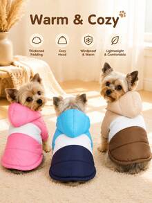 1 Buah Jaket Hoodie Hangat Musim Gugur/Dingin untuk Hewan Peliharaan, Tebal, Tahan Angin untuk Anjing & Kucing, Pakaian Hewan Peliharaan yang Modis dan Nyaman, Cocok untuk Anjing Kecil dan Sedang - MultiWarna - View 5