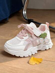Girls Kids Sneakers Hook-And-Loop Strap Lace-Up Slip-On Low Top Structure - Pink - View 5