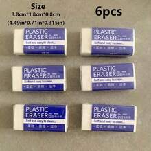6pcs/10pcs Pencil Erasers, Rectangular White Erasers, Suitable For School And Office, Drawing Art Erasers, Christmas Gift - Multicolor - View 4
