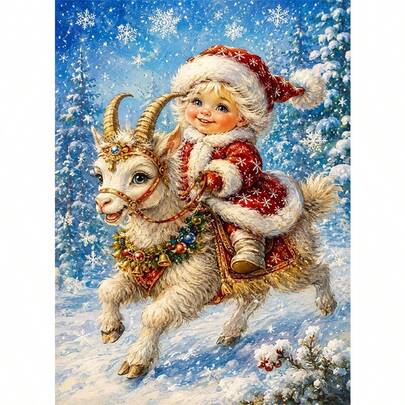 1PC | 5D DIY Diamond Painting | Christmas Theme Pattern Diamond Painting Kit, Round Full Drill Mosaic Craft Set, High Definition Art Diamond Painting, Focus And Relax Through DIY, Suitable For Living Room, Bedroom, Office Wall Decoration, Surprise Holiday Home Decor Gift For Family And Friends, Unframed