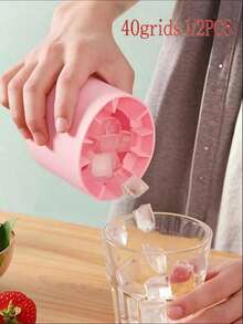 1/2pcs Pink Silicone Portable Ice Cube Mold, Cylindrical 3D Ice Cube Maker, Easy Release Silicone Ice Tray, Multi-Layer Design With Lid, Minimalist Bucket Shape, Reusable, Suitable For Home, Bar, Club And Outdoor Summer Drinks, Ideal For Making Cocktails And Fruit Platters, Essential Kitchen Accessory And Great Holiday Kitchen Gift - Multicolor - View 10