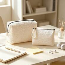 1个大容量蕾丝化妆包/洗漱包，大容量便携女士收纳包，蕾丝化妆包，节日格纹设计礼品袋，拉链封口，适合收纳化妆品、女士配饰、护肤品、香水、口红，宽敞的旅行化妆包，中性风格，梳妆台装饰，化妆包，旅行必备 - 彩色 - 查看 22