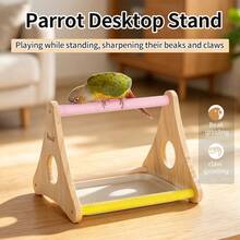 ITANDME Parrot Desktop Perch Parrot Triangular Desktop Perch With Tray, Multi-Pole Climbing & Stable Structure; Bird Desktop Perch For A Variety Of Small Birds - View 4