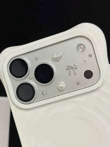 Ins Style Niche 3D Pearl Rhinestone Sticker For IPhone 17 Pro Max Transparent Lens Film, New Apple 17 Pro Camera Anti-Scratch Electrostatic Adsorption Soft Film - Clear - View 2