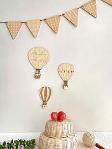 3PCS Nordic Style Wooden Hot Air Balloon Wall Decals For Kids Room Home Wall Decor Photography Props - Multicolor - View 4