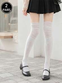 1/2/4 Pasang Kaos Kaki Wanita Selutut, Kaos Kaki Panjang Sepanjang Musim untuk Musim Semi dan Gugur, Kaos Kaki Tinggi, Anti Selip dan Tidak Menekan, Cocok untuk Musim Dingin - MultiWarna - View 16