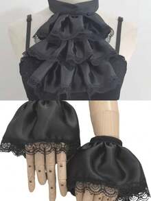 1 Set Vintage Lace Court Style Pleated Fake Collar & Fake Sleeve Set - Multicolor - View 6