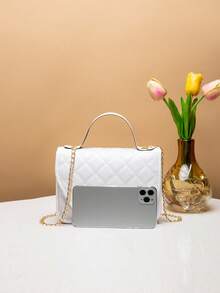 1 buah Tas Selempang Mini Fashion Wanita dengan Penutup Rantai, Dompet Kecil, Cocok untuk Pelajar, Hadiah, Belanja - Putih - View 5