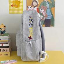 SHILAN Simple Embroidered Backpack Wear‑Resistant Nylon Multi‑Pocket Student School Bag Large‑Capacity Rucksack For Daily Casual Use - Multicolor - View 3