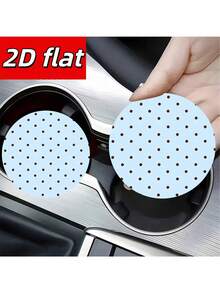 2 Pc Car Cup Holder Coasters, Flat Polka Dot Print Non-Slip Pads, Wear-Resistant Waterproof, Car Interior Decoration Accessories - A - View 2