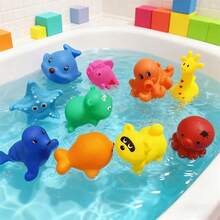 Water Play Rubber Duck Cartoon Bath Squeaky Sound Animal Doll For Kids, Random Color And Style - Multicolor - View 3