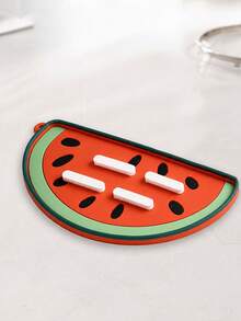 1pc Watermelon Shaped Pot Lid Holder, Multi-Functional Kitchen Spoon Rest, Heat Resistant Mat - Orange - View 6