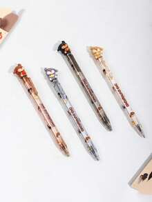 4pcs Cute Sea Otter Clickable Gel Pens, Style A & Style B, Healing Ocean Theme, 0.5mm Black Smooth Ink, 3D Sea Otter Pen Tip, Double-Sided Cute Sea Otter Design, Student Classroom Notes & Homework Writing Stationery, Cartoon Style Cute Creative Gel Pens - Default - View 12