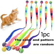 5 Packs Colorful Plush Elastic Ball Cat Toy, Mixed Elastic Ball And Tail Cat Toy, Large Magic With Fluorescent Ball, Interactive Cata Toy Ball, Rainbow Color, Random Color - Multicolor - View 13
