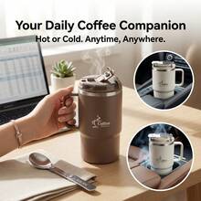 Double Layer Insulated Water Cup Tumbler Portable 304 Stainless Steel Thermal Coffee Mug With Strainer&Spoon For Students Adult - Multicolor - View 4