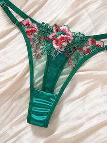 1套2件組女性萬聖節服裝，皇家藍透視蕾絲內衣套裝，適合浪漫約會與特殊場合 - 綠色 - 查看 5