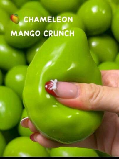 New Handmade Crunchy Mango Stress Ball Squeeze Toy, Color-Changing Mango Soft Rubber Decompression Ball, ASMR Sensory Stress Relief Toy