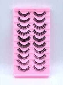 10 Pairs Mixed Styles Russian DD Curl False Eyelashes, 5 Styles Assorted 3D Faux Mink Strip Lashes, Handmade Fluffy Voluminous Curly Lashes For Party Festival Halloween Makeup - View 2