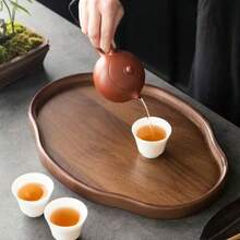 Wooden Tray Chinese Style Asymmetrical Dry Tea Tray Fruit Plate Restaurant Hotel Dining Tray - Brown - View 4