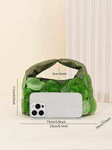 Fashionable Y2K Style Seashell Disc Decorated Evening Clutch Bag, Suitable For Parties, Weddings, Cocktail Parties, And Formal Occasions. - Olive Green - View 7