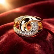 1pc Minimalist Thick Line Knot Design Cubic Zirconia Inlaid Women's Ring - Multicolor - View 8