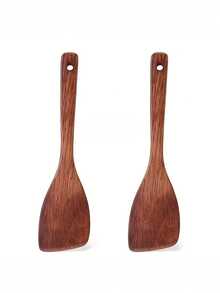 1PC/2PCS Wooden Cooking Spatula, 13 Inch Long Handle Wooden Spatula, Flat Design, Frying Pan Spatula, Kitchen Stir-Fry Spatula, Non-Stick Wooden Spatula, Stir-Fry Spatula, Cooking Kitchen Utensil Spatula, Suitable For Non-Stick Pans, Flat Bottom Pans, Chinese Woks, Fits Frying, Stir-Frying, Home Cooking Scenarios - Brown - View 8