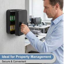 Wall-Mount Key Cabinet With 20 Key Slots, Lockable Key Storage Box, Wall Hanging Key Organizer With Lock, Sturdy Durable Key Holder For Home Hotel Office Business Dorm Entryway, Ideal Mother's Day Father's Day Housewarming Gift, Black - View 1