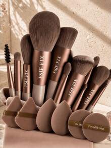 FSJF FIX 18pcs Makeup Brush Set, Includes Eyeshadow Brush, Foundation Brush, BB Cream Brush And Concealer Brush, Soft Multi-Functional Women's Makeup Tool Set, Random Bristle - Multicolor - View 9