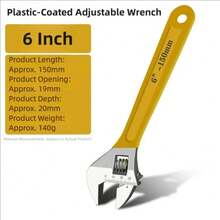 6/8/10/12in Adjustable Wrench Universal Spanner Carbon Steel Dip Plastic Mechanical Workshop Hand Repair Tool Set Car Bicycle - 6 Inches - View 1