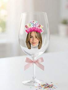 10/25/50pcs Customized Happy Birthday Crown Face Stickers, Personalized Photo Die-Cut Birthday Headband Face Stickers, Custom Photo Portrait Stickers, Girl Birthday Party Favors Cake Box Envelope Seal Decoration - Multicolor - View 4