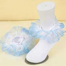 1 Pair Princess Style Baby Girl Ruffled Cuff Socks, Daily Wear Children Pleated Lace Trim Soft Cute Casual Socks - Multicolor - View 6
