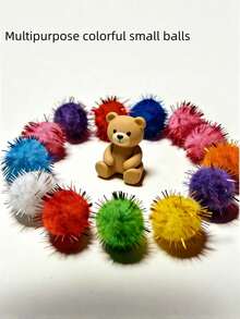 100pcs Cat Toy Balls, Random Colors, 2.5cm Plush Balls, Pet Cat Toy Balls, Plush Stress Relief Interactive Toy Balls - Multicolor - View 5