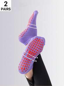 yuluan 2 Pairs Non-Slip Silicone Socks For Men And Women, Floor Socks, All-Season Breathable Adult Yoga Socks, Fitness Dance Socks, Playground Non-Slip Socks, Adult Indoor Non-Slip Socks, Summer Yoga Pilates Socks/Trampoline Grip Socks - Multicolor - View 7