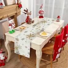 1-Piece Linen Table Runner, Designed With Various Snowflake Patterns In Gold And Silver, Durable Indoor And Outdoor Holiday Table Flags, Suitable For Kitchen, Restaurant, And Christmas Party Decoration, Holiday Themes, And Home Decor. - Multicolor - View 8