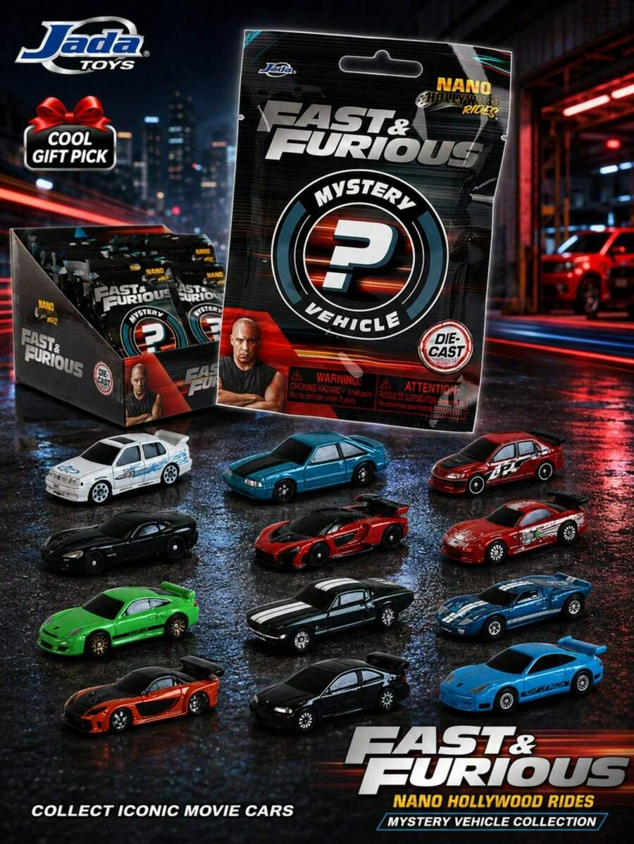 Jada Toys Fast & Furious Nano Holly-Wood Rides Mini Die-Cast Vehicle, Random Style Movie Racing Car Model, Street Racing Inspired Collectible Vehicle, Car Display Ornament, Sports Car Collection Toy, Gift Idea For Fans And Car Lovers - Random 1 Pack - View 1