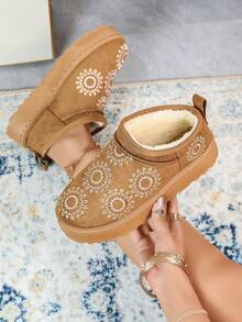 Women's Thick Sole Snow Boots 2026 New Winter Thermal Lined Warm Fuzzy Non-Slip Winter Shoes, Suitable For Snow Play, Warm, Comfortable, Fashionable. Plus Size - Camel - View 7
