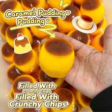1pc Crispy Pudding Squishy Toy, No Rebound Dent, Crisp Sound When Squeezed, Includes Building Block Clay, Hard And Soft Texture, Handmade Toy, Stress Relief Squishy/Classroom Toy, Soft And Chewy, Halloween - Multicolor - View 6