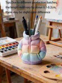 1pc 3D Printed Down Jacket Pen Holder | Macaron Gradient Desktop Storage, Cute Pencil Cup, Creative Desktop Decoration. Ideal Gift For Gamers, Students And Colleagues, Sturdy Desktop Accessory. Note: Actual Product Color May Slightly Differ From The Displayed Image. - A - View 13