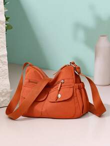 Minimalist Casual Multi-Pocket Crossbody Bag, Adjustable Shoulder Strap, Lightweight And High-Quality Texture, Women's Daily Commute Shoulder Bag - Multicolor - View 16