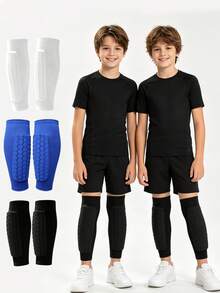 1 Pair/3 Pairs Professional Kids Sports Shin Guards, Honeycomb Anti-Collision Design, Professional Football Shin Guard Equipment - Multicolor - View 1