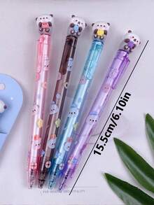 4pcs Cute Sea Otter Clickable Gel Pens, Style A & Style B, Healing Ocean Theme, 0.5mm Black Smooth Ink, 3D Sea Otter Pen Tip, Double-Sided Cute Sea Otter Design, Student Classroom Notes & Homework Writing Stationery, Cartoon Style Cute Creative Gel Pens - Default - View 4