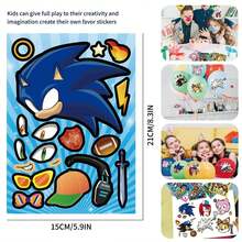 6pcs Hedgehog Anime Interactive Puzzle Tent Puzzle DIY Face Stickers, Easter, Halloween, Christmas Holiday Party Gifts. - Multicolor - View 4