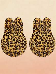 1 Pair Leopard Print Rabbit Ear Breast Lift Adhesive Pads, Self-Adhesive Invisible Bra Pads, Backless Strapless Invisible Breast Pads, Suitable For Dresses, Parties And Special Occasions, Lingerie, Adhesive Bras, Breast Tape, Travel Essentials, Strapless Bras - Upgraded Version - View 3