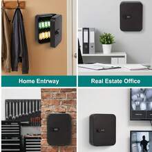 Wall-Mount Key Cabinet With 20 Key Slots, Lockable Key Storage Box, Wall Hanging Key Organizer With Lock, Sturdy Durable Key Holder For Home Hotel Office Business Dorm Entryway, Ideal Mother's Day Father's Day Housewarming Gift, Black - View 2